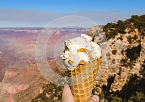 Delicious ice-cream enjoyed at the Grand Canyon after a tiring hike