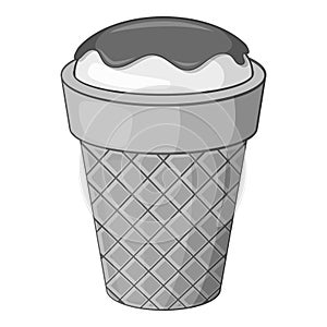 Delicious ice cream icon, gray monochrome style