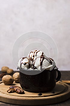 delicious ice cream scoops cup. High quality photo