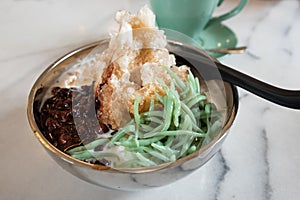 Delicious iced cendol with red beans