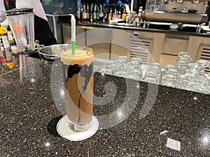 A delicious iced chocolate latte served on the MSC Cruise Ship Divina in Port Canaveral, Florida photo