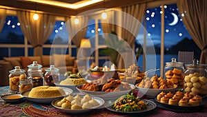 A delicious and iconic dish with a typical Eid background