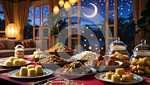 A delicious and iconic dish with a typical Eid background