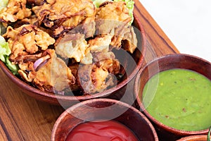 Delicious Indian Tea Time Chaat Snacks With Various Names Like Onion Bhajji Pyaj Pakora Or Pakore Punjabi Pyaaj Ke Pakode Or