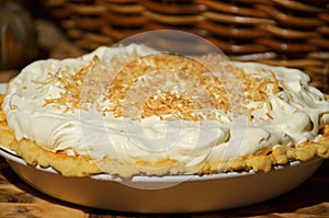 Delicious inviting homemade traditional coconut cream pie photo