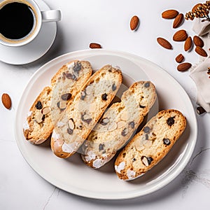 Delicious Italian Almond Biscuits On A White Plate