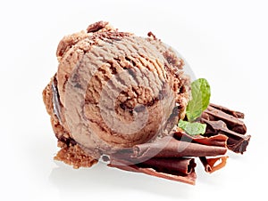 Delicious Italian chocolate ice cream or gelato photo