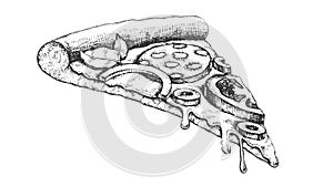 Delicious Italian Slice Pizza Hand Drawn Vector