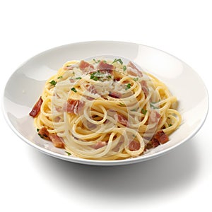 Delicious Italian Spaghetti Carbonara on a Plate for Food Lovers.