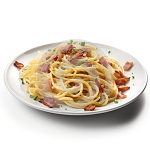 Delicious Italian Spaghetti Carbonara on a Plate for Food Lovers.