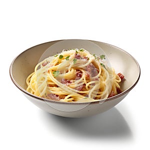 Delicious Italian Spaghetti Carbonara on a Plate for Food Lovers.