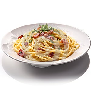 Delicious Italian Spaghetti Carbonara on a Plate for Food Lovers.