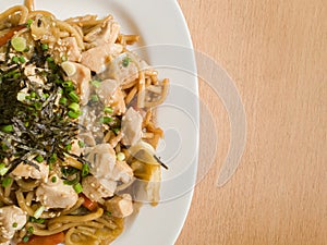 Delicious Japanese cuisine Yakisoba Close Up