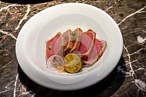 A delicious Japanese dish, seared tuna fillets