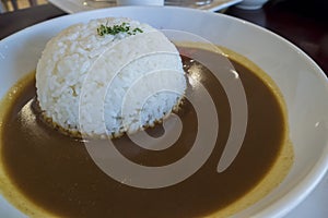 Delicious Japanese style curry server with rice