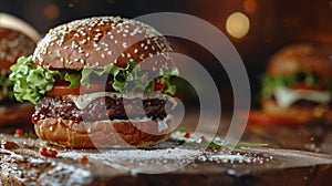 The delicious juicy burger.AI generated image photo