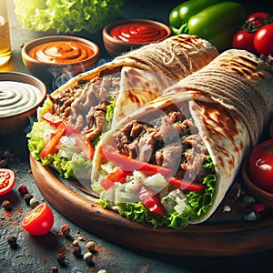 a delicious kebab Shawarma Arabic Taste 1001 Night