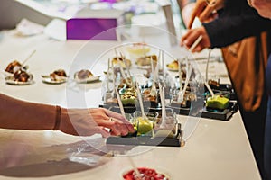 Delicious kinds of desserts served at the food festival in Utrecht in the Netherlands