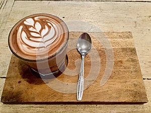 Delicious . latte design. Hot caffe mocha. top view. Drink.