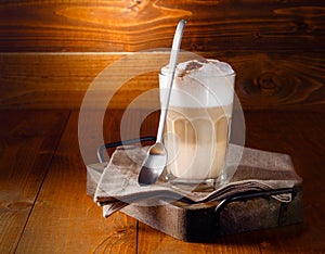 Delicious layered latte macchiato coffee photo