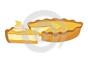 Delicious lemon cream pie icon vector