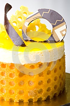 Delicious lemon fruit mousse cake pastry