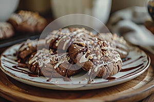 Delicious looking homemade cookies with ganache. Generative AI