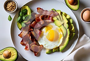 Delicious Low-Carb Plates with Avocado, Eggs, and Bacon