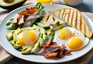 Delicious Low-Carb Plates with Avocado, Eggs, and Bacon