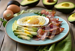 Delicious Low-Carb Plates with Avocado, Eggs, and Bacon