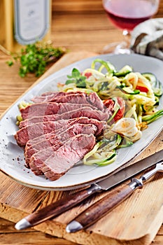 Delicious low carbohydrate meal with roast beef