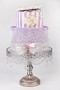 Delicious luxury white wedding or birthday cake