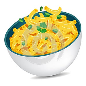 Delicious mac and cheese bowl vector illustration
