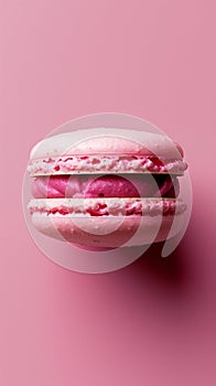 Delicious macaron on a pastel pink backdrop