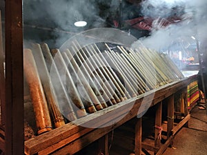Delicious Malaysian roasted lemang
