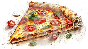 Delicious margherita pizza slice illustration photo