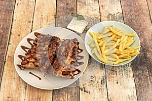 Delicious marinated and grilled pork ribs served