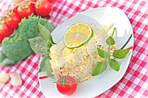 Delicious meal - cold salad (Mimosa salad)