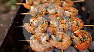 A delicious melody of colors textures and tastes emerge from these campfire shrimp skewers. Each bite reveals a photo