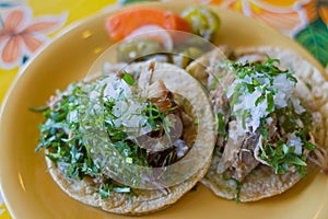 Delicious Mexican carnitas tacos photo