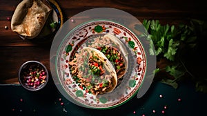 mexican tortas served on plate - top view on minimalistic table photo