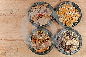 Delicious mix granola muesli cereal, healthy eating concept