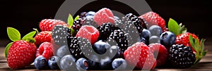 Delicious mixed berry medley - vibrant background banner with a medley of fresh berries