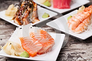 Delicious mixed sashimi