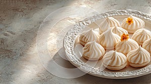 Delicious Modak Served on a White Ceramic Plate with Warm Lighting