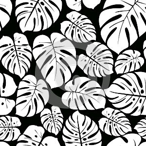Delicious monster leaf pattern. Monstera tropical jungle seamless vector pattern.
