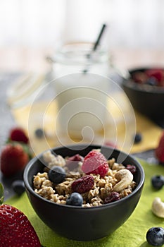 delicious muesli with fresh and dried fruits.