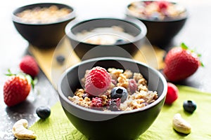 delicious muesli in a small bowl.