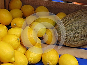 Delicious natural fruit lemons melons flavors colors aromas photo