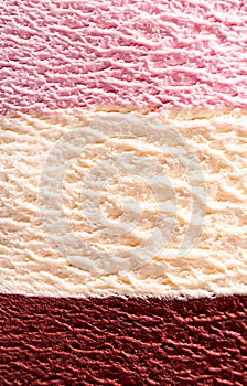 Delicious neapolitan ice cream close up